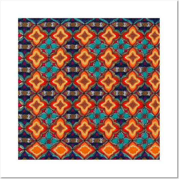 Watercolor Moroccan Tile Pattern Wall Art by Angelic Gangster